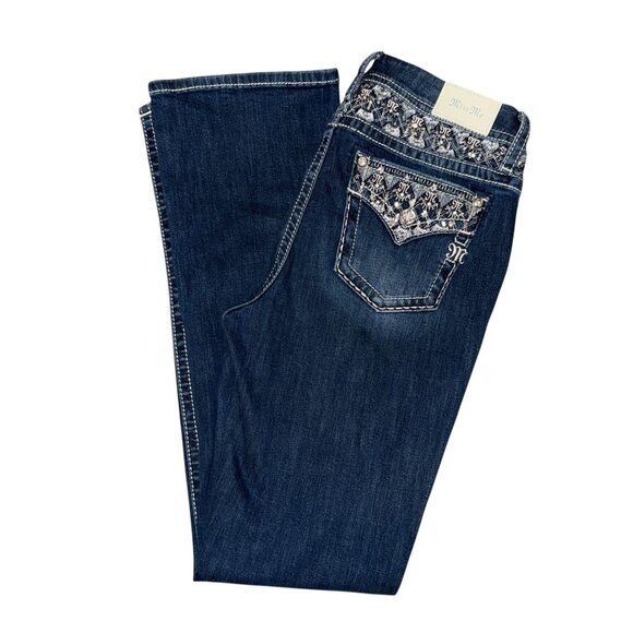 Miss Me E9129VSB2X Curvy Tailored Bootcut Plus Size Jeans Womens 33 35 Logo - Picture 1 of 8